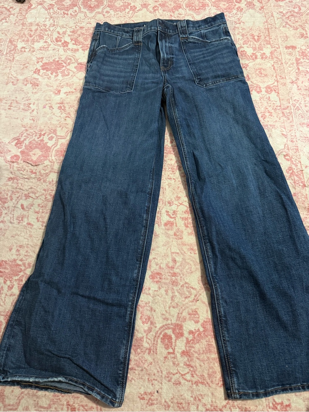 American Eagle Outfitters Dark Blue Wide-Leg Jeans
